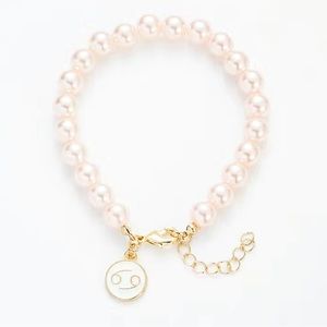 Cancer 14k gold horoscope beaded adjustable chain bracelet